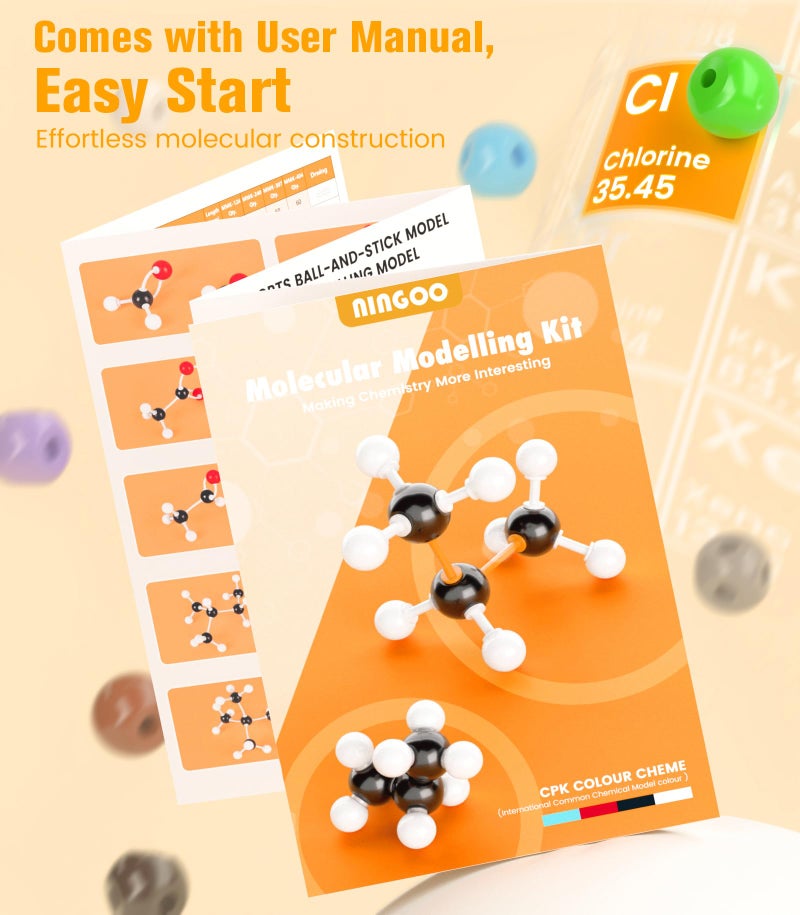 NINGOO Molecular Model Kit-307 PCS,Chemistry Molecular Visual Modeling Kit for Organic&Inorganic Learning,Atomic Element Model Set for Chemistry Classes,Supply to Students & Teachers - Image 3